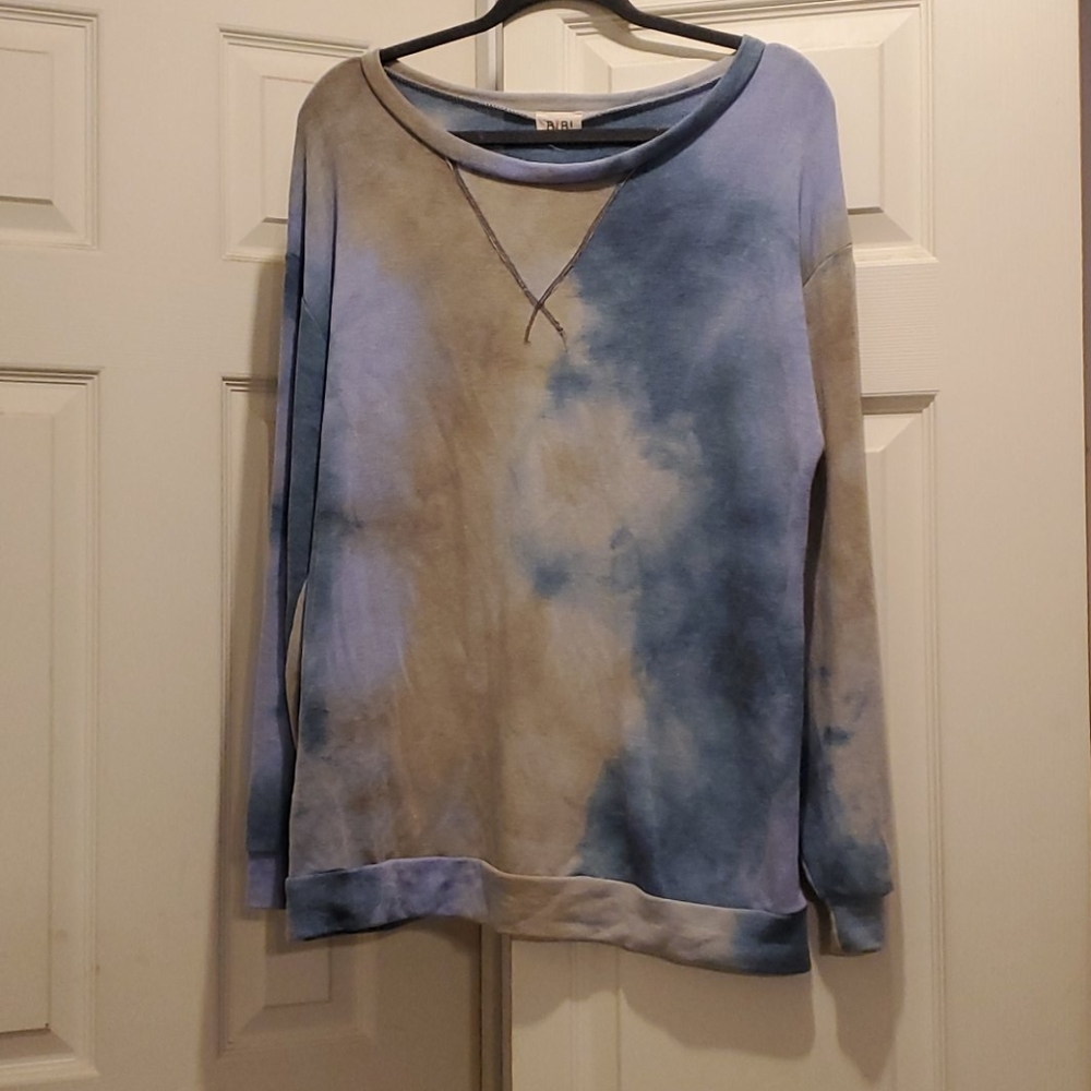 BiBi Tie dye print French Terry Pull Over Top